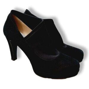 RON WHITE Italy Suede Low Platform Stiletto Heel Slip-on Shoes Sz 9.5